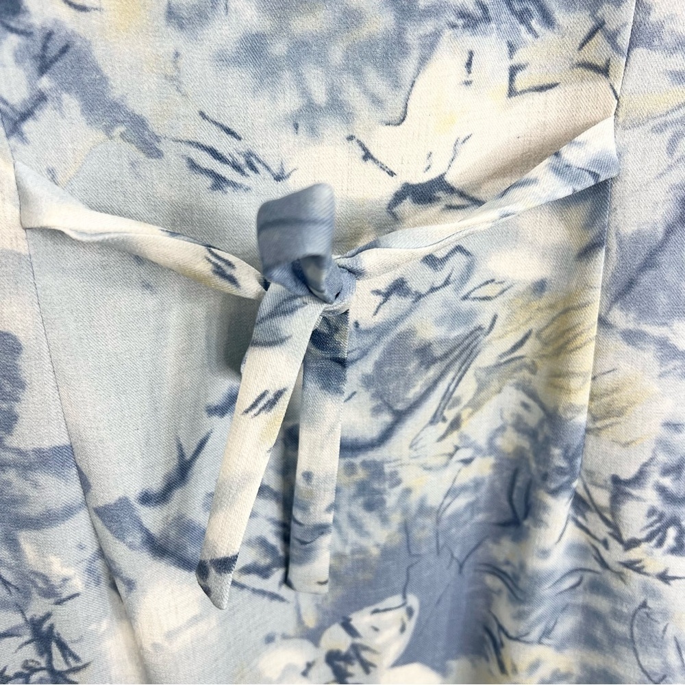 Vintage 80s 90s blue white abstract floral sleeveless long maxi shift dress 14 - Picture 9 of 11
